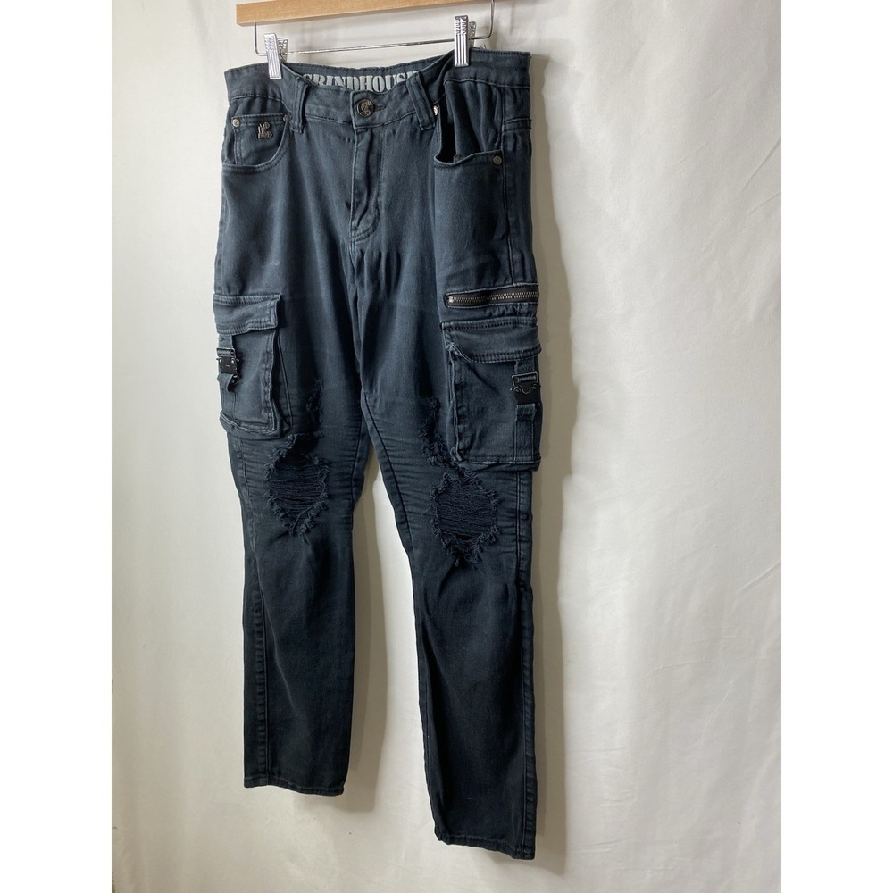 Grindhouse Men's Jeans Size 32/32 Street Wear Gorpcore Punk Tactical Pockets Y2K - Picture 2 of 16